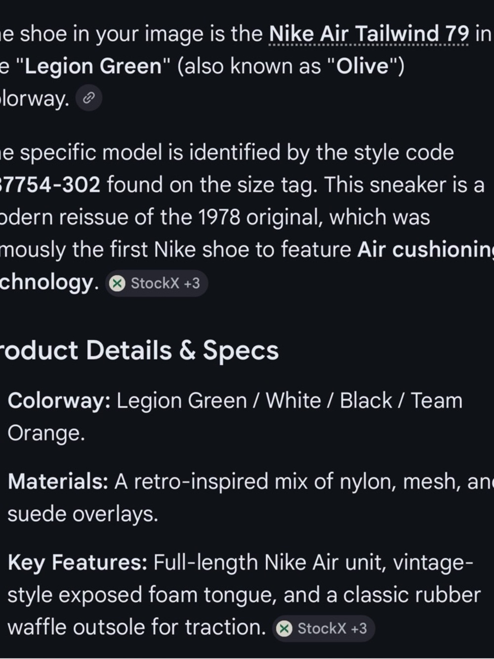 Nike Black White Sneaker Tongue Label — Size US 7.5